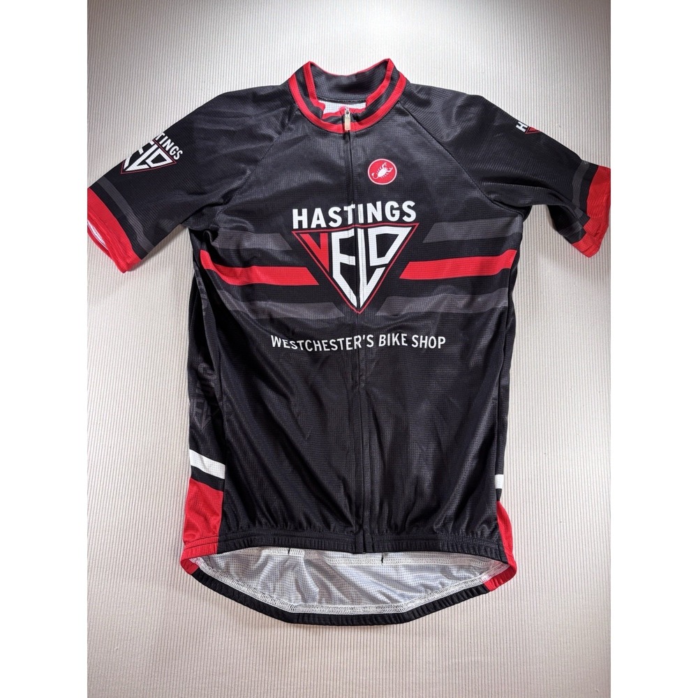 Castelli Full Zip‎ Cycling Jersey Hastings Velo XL Short Sleeve Black/Red